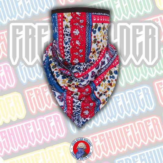 Greek Flowers Red & Blue