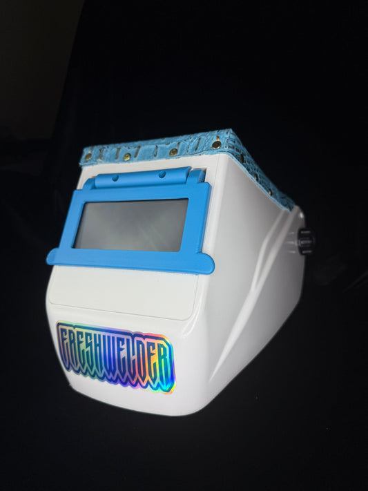 FRESHWELDER Hobart Chopped welding hood Baby Blue and White