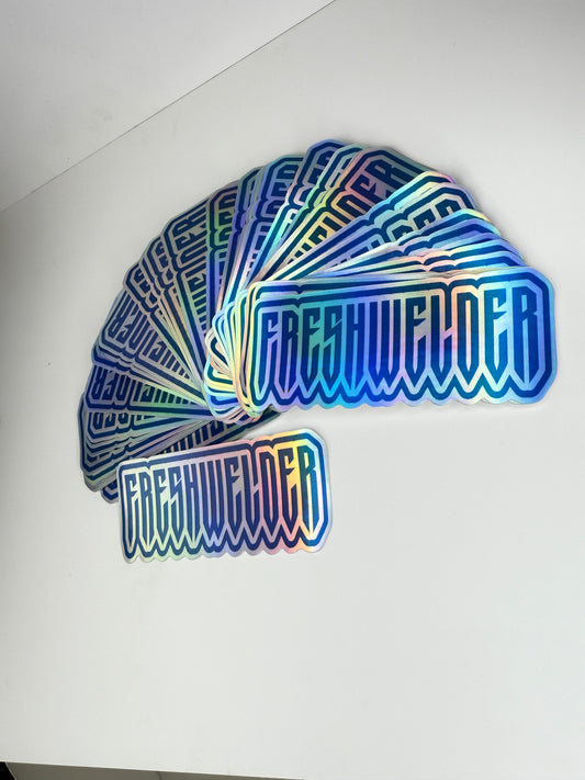 4 Pack Blue FRESHWELDER Holo Stickers