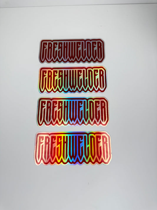 4 Pack Red&White FRESHWELDER Holo stickers