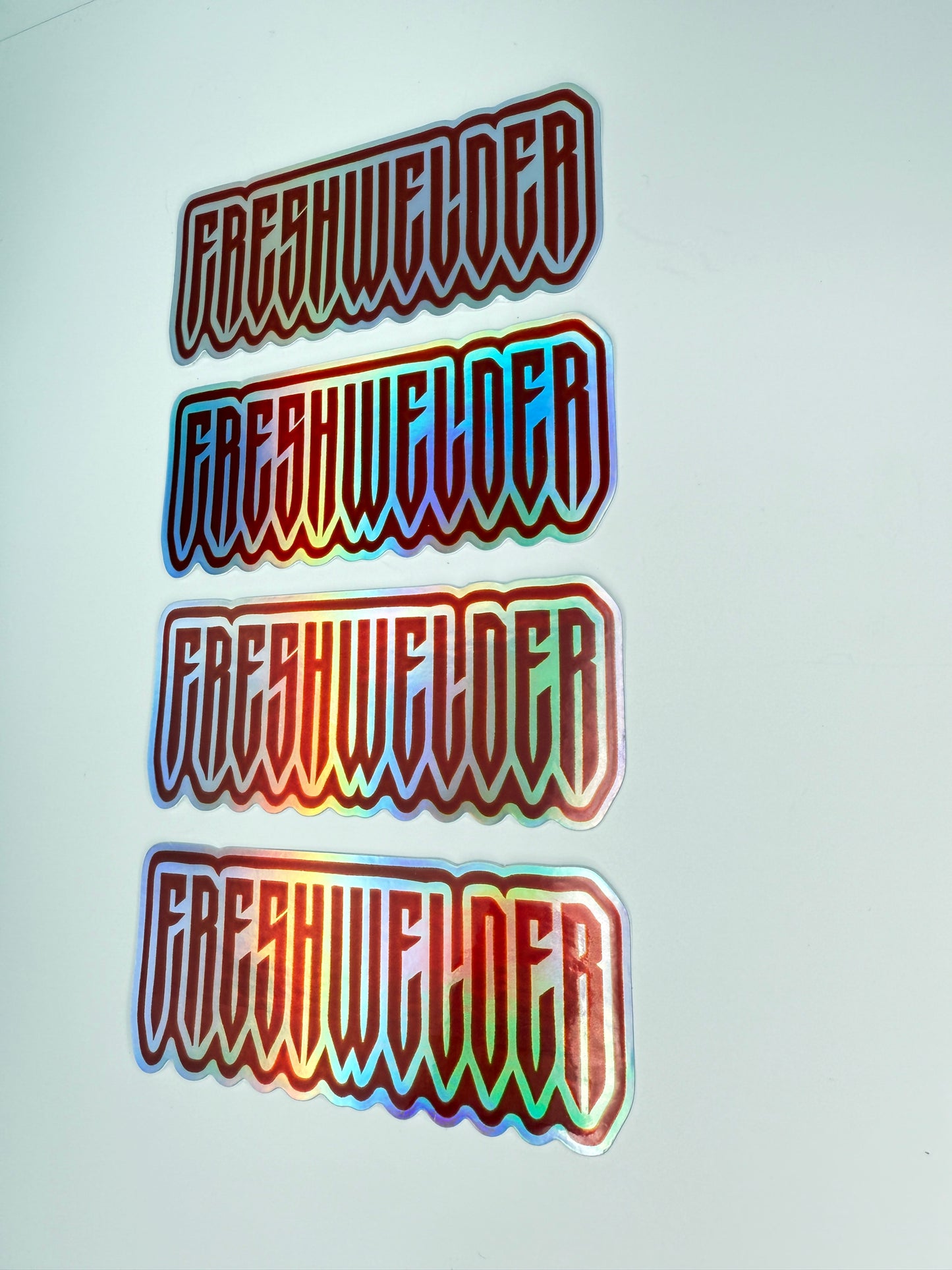 4 Pack Red&White FRESHWELDER Holo stickers