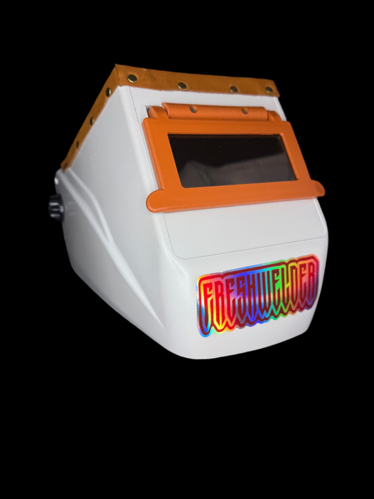 FRESHWELDER  Chopped Welding Hood Camel & White