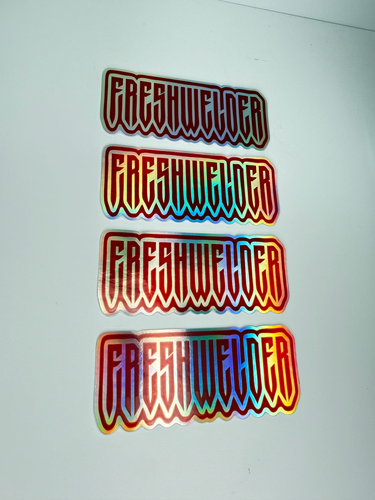 4 Pack Red&White FRESHWELDER Holo stickers