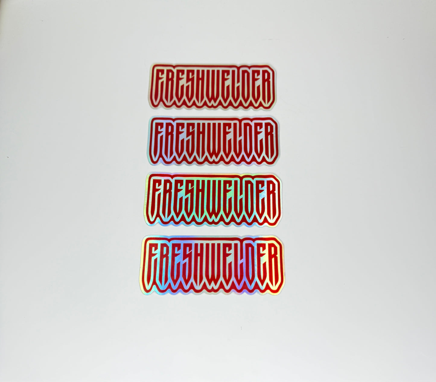 4 Pack Red&White FRESHWELDER Holo stickers