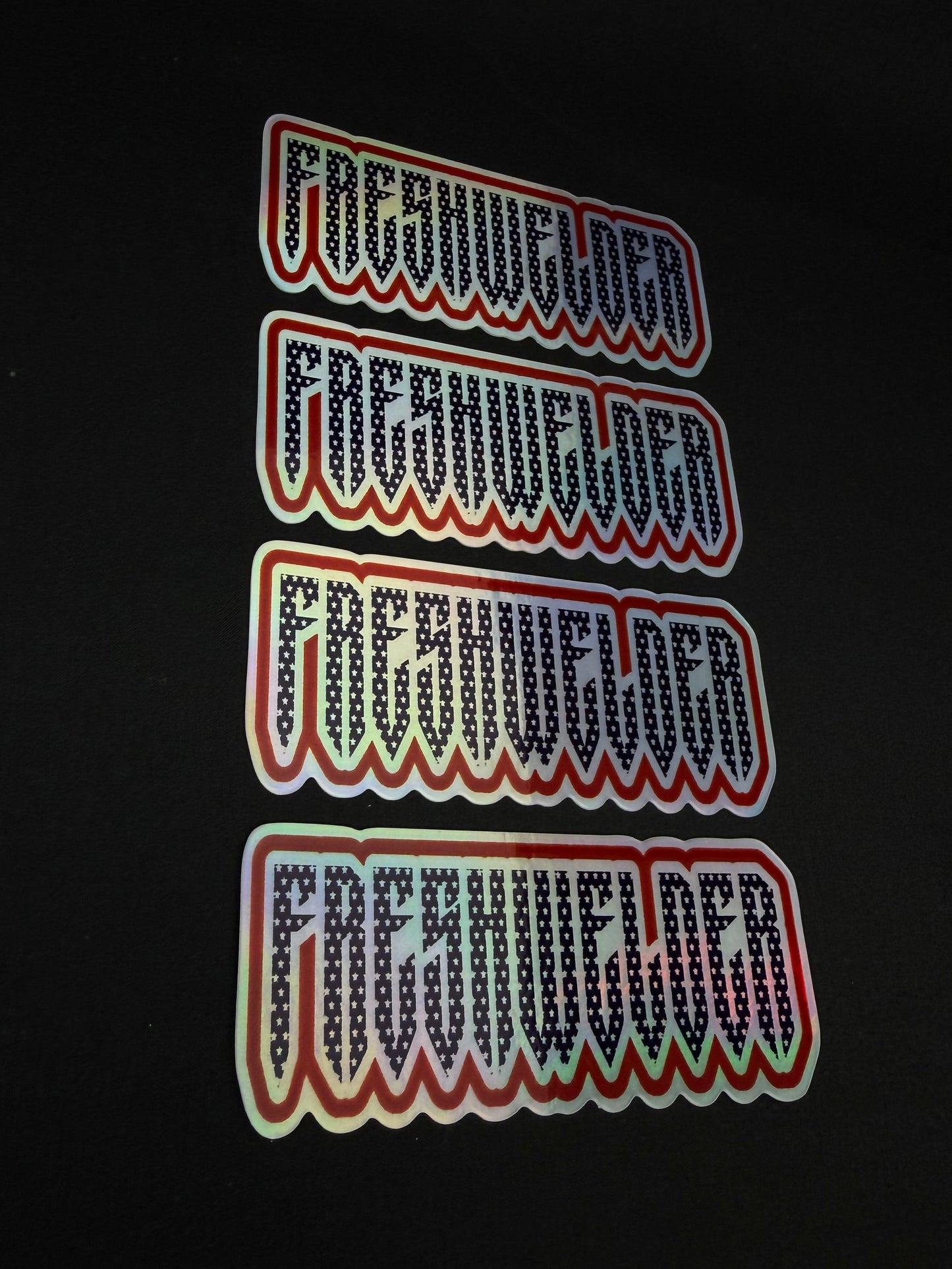 4 PACK FRESHWELDER AMERICAN HOLO STICKERS